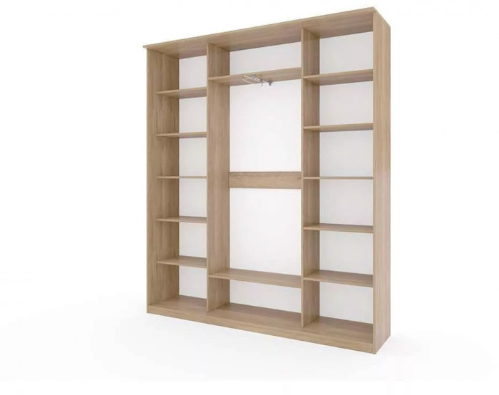 Шкаф купе Модерн 2362х450 4-х дверный 3-х секционный зеркальный с пескоструем №4 ясень