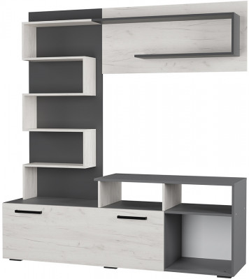 Гостиная "Евро" Графит/Дуб крафт белый