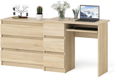 Мори Стол компьютерный МС-6 левый + Комод МК800.1, цвет дуб сонома, ШхГхВ 170,4х50х76,6 см., выдвижные ящики слева, НЕ универсальная сборка