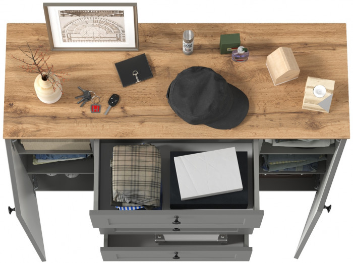 Остин 16.221 Комод, цвет серый графит/дуб крафт золотой, ШхГхВ 120х41,9х99,3 см.