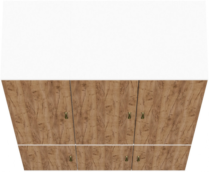 Лидер-8 Модуль Пенал МД 23Б + Шкаф МД 19Б, белый шагрень/крафт золото