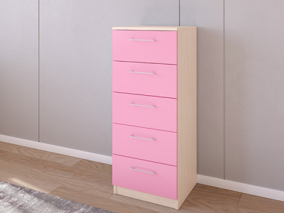 Комод 02/23 45х40х110 Дуб молочный/Розовый