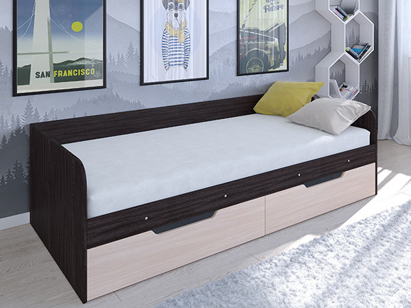 Кровать Астра одноярусная Венге/Дуб молочный