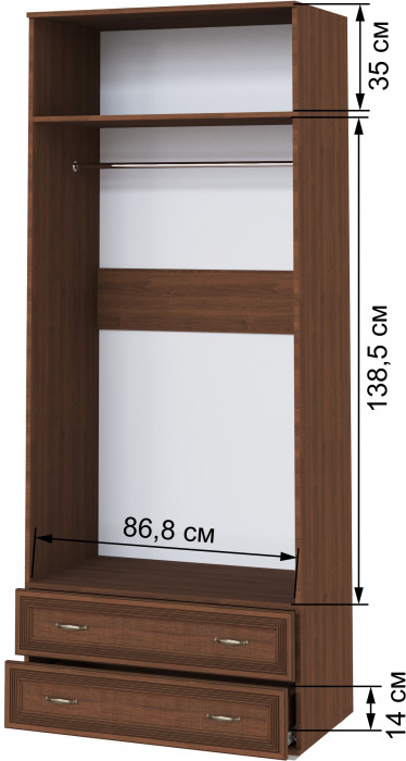Ливорно Шкаф 2-х ств. с зеркалом ЛШ-23 орех донской