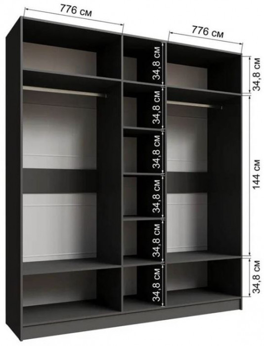 Шкаф Мадрид (2,0) без зеркала графит серый