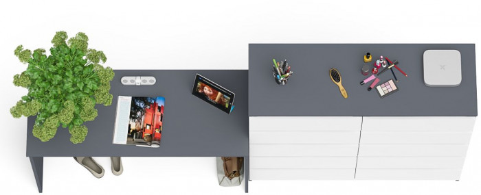 Мори письменный стол МСП1200.1 + Комод МК1200.10, графит/белый