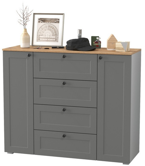 Остин 16.221 Комод, серый графит/дуб крафт золотой