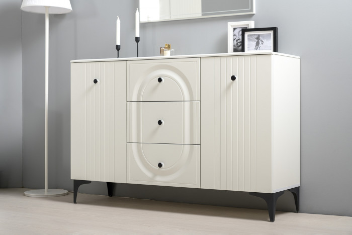 Валенсия Спальня 13.309 Комод + 13.309 Комод, ЛДСП белый шагрень/МДФ белый шагрень