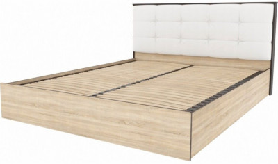 Кровать Лирика ЛК-2 к/з милк + основание ортопед 160