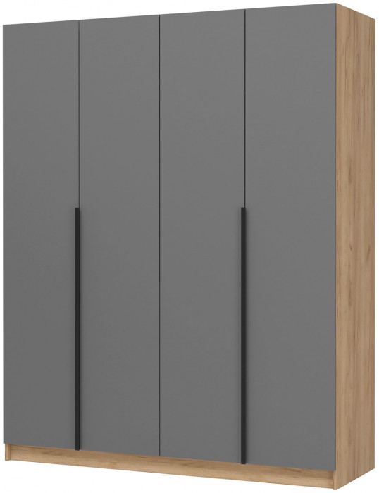Лион ШК-03 Шкаф 4-х створчатый (1600х2000х550) Дуб крафт/Графит серый
