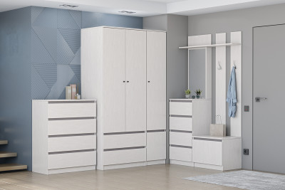 Модульная Прихожая Кэт-1, набор 6, Ясень Анкор Светлый/Графит