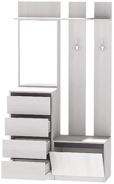 Модульная Прихожая Кэт-1, набор 6, Ясень Анкор Светлый/Графит