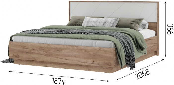 ОРЕГОН КР 03 1.8х2.0 (1874х990х2070) Фасад МДФ БЕЛЫЙ СУПЕРМАТ,ДУБ КРАФТ ТАБАЧНЫЙ/Корпус ДУБ КРАФТ ТАБАЧНЫЙ