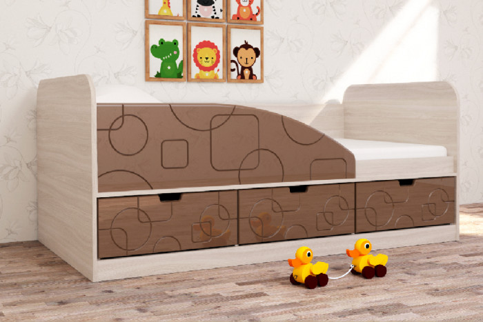 Детская комната Бриз МДФ, набор 4, Ясень светлый/Шоколад (Квадрат)