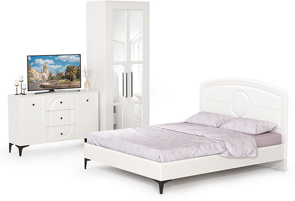 Валенсия Спальня № 17, цвет ЛДСП белый шагрень/МДФ белый шагрень, ортопед есть, сп. м. 1600х2000 мм., б/м