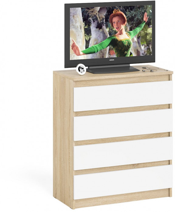 Мори Комод МК800.4, дуб сонома/белый