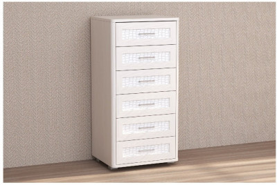 Кэт-4 Комод 6 ящиков (Caiman белый/Бодега белая)