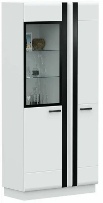 Магнолия Шкаф со стеклом высокий, белый глянец