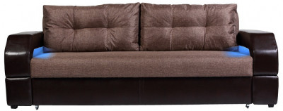 Диван-кровать Манчестер, еврокнижка, рогожка/экокожа, 160х195, коричневый