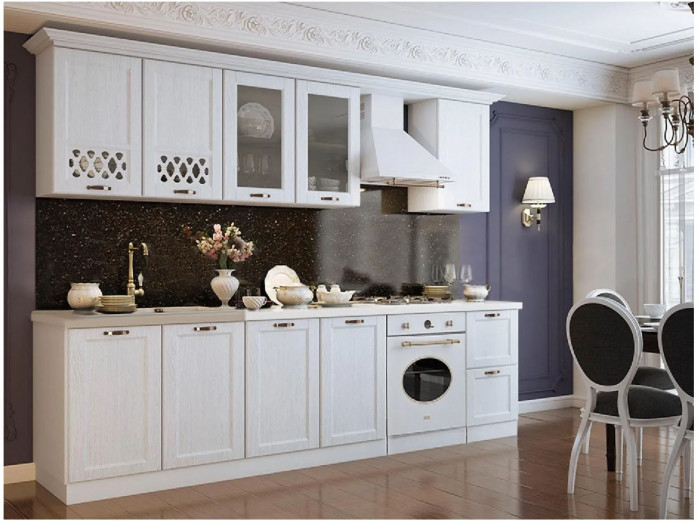 Кухня МДФ 2000 Милано Компоновка №2 (Шарли бриз, Белый)