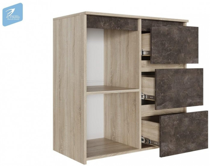 Милано-2 Комод (Ателье темное, Дуб сонома светлый)