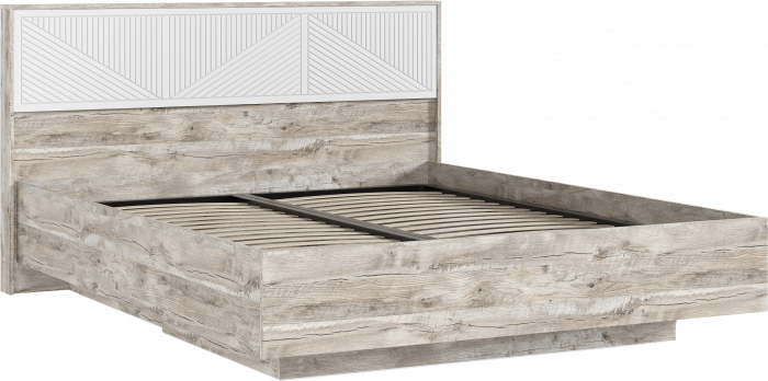 Сильвия Кровать парящая 1,6м (ортопед дерево) с подсветкой Браш Вайт/Дуб Юкон, Дуб Юкон