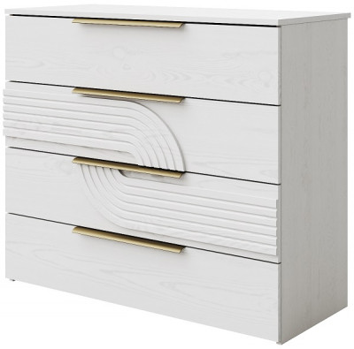 Комод четырехъящечный "Монтиз" - Белый текстурный/Корунд джелато