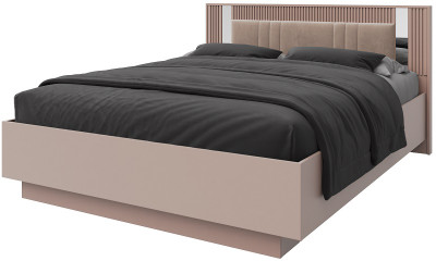 Кровать KING-SIZE 180х200 "Харди" с ПМ - Латте/Ирландский ликер (зеркальн. вставки)