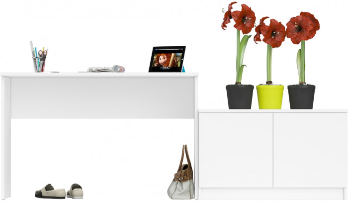 Мори Стол письменный МСП1200.1 + Тумба МА900.1, цвет белый, ШхГхВ 210,8х50,4х76,6 см., универсальная сборка