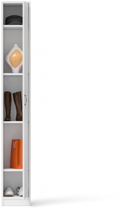 Прихожая П-6-350 Пенал, белая шагрень/фасады МДФ белое дерево фрезеровка ромб