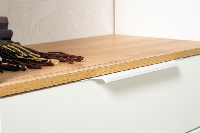 Октава 16.127 Тумба для обуви + 15.14.01 Вешалка, цвет белый шагрень/дуб крафт золотой/фасады МДФ белый шагрень, ШхГхВ 64,9х35,4х197 см.