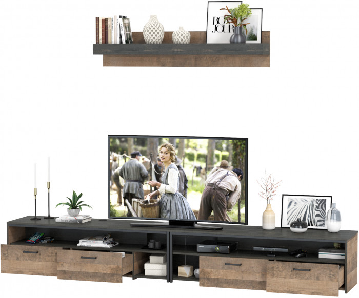 Трувор 13.70 Тумба под ТВ + 13.70 Тумба под ТВ + 15.60 Полка, дуб гранж песочный/интра