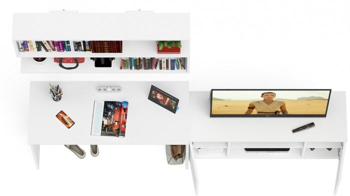 Мори письменный стол МСП1200.1 + Тумба МТВ1200.1 + Полка 1200, белый