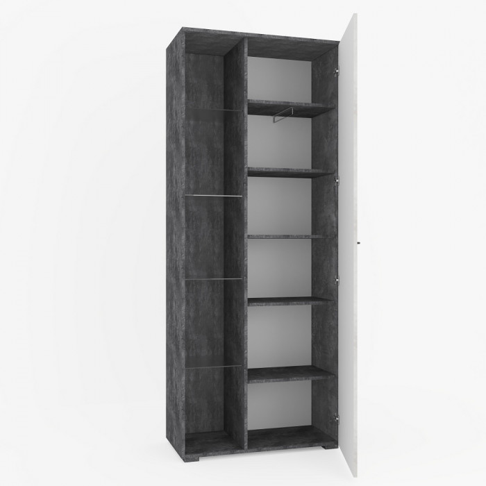 Шкаф с открытой нишей (правое исп.) "Денвер" - Бетон спаркс/Перламутр жемчуг