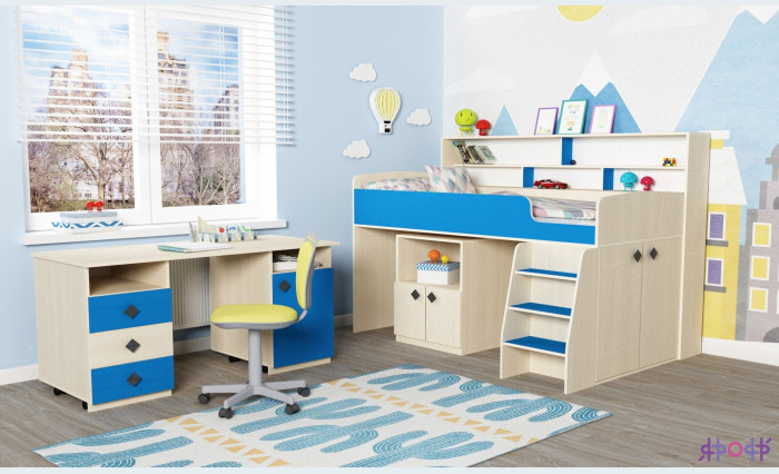 Кровать-чердак Малыш 5 (Винтерберг/Дуб молочный)