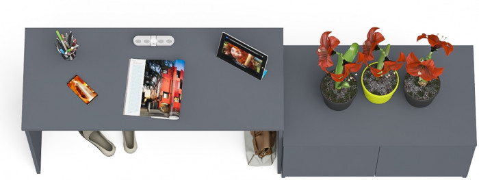 Мори Стол письменный МСП1200.1 + Тумба МА900.1, цвет графит, ШхГхВ 210,8х50,4х76,6 см., универсальная сборка