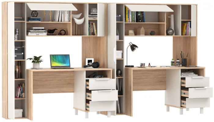 компьютерный стол Комфорт 12.95N + компьютерный стол Комфорт 12.95N, дуб сонома/белый