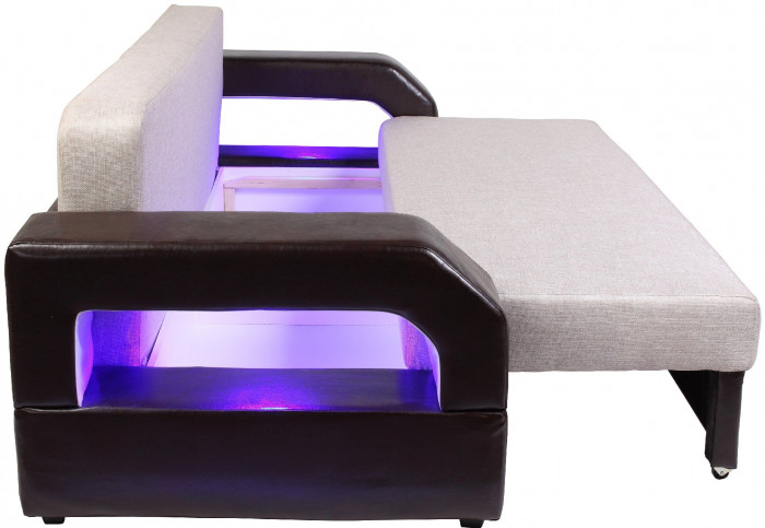 Диван-кровать Манчестер, еврокнижка, рогожка/экокожа, 160х195, бежевый