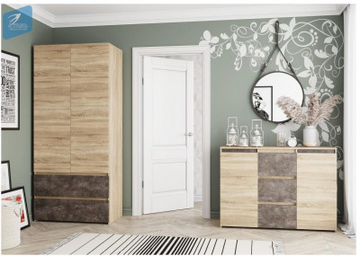 Милано-3 Комод (Ателье темное, Дуб сонома светлый)