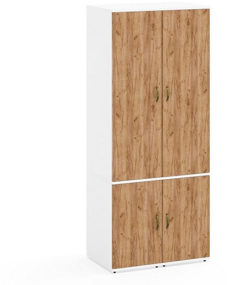 Лидер-8 Пенал МД 23Б 2 шт., цвет белый шагрень/крафт золото, ШхГхВ 80х50х190 см., универсальная сборка