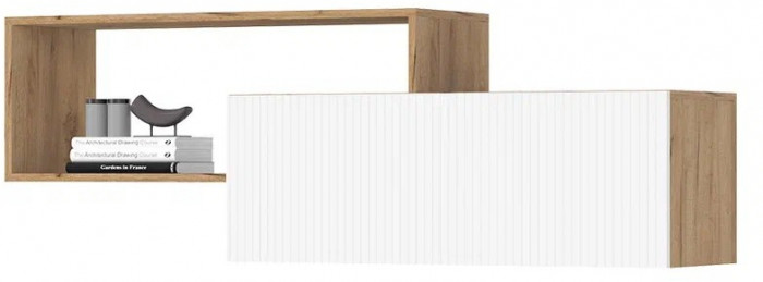 Хелен ПЛ 01 Полка (1,402х0,472х0,330) белый супермат/дуб крафт золото