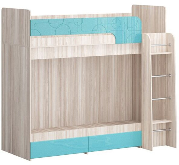 Двухъярусная кровать Бемби МДФ NEW, ясень (Ваниль матовая, Ясень шимо светлый)