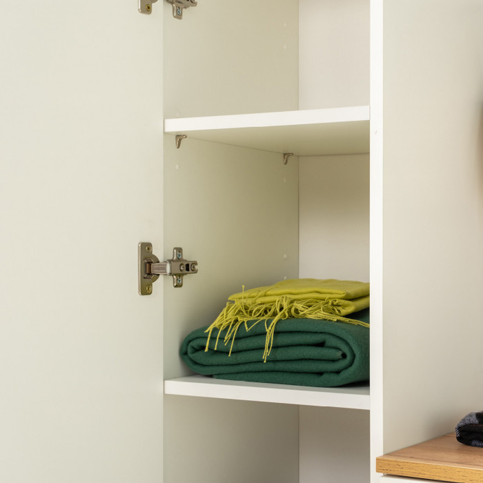 Октава Прихожая 13, белый шагрень/дуб крафт золотой/фасады МДФ белый шагрень