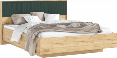 Сильвия Кровать парящая 1,6м (ортопед металл) с подсветкой Браш Мени Грин/Дуб Крафт, Дуб Крафт