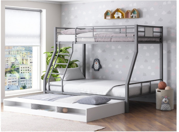 Двухъярусная кровать Гранада 1КВ (Ясень шимо светлый, Белый)