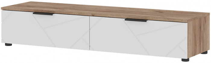 ОРЕГОН ТБ 02 Тумба 1400 (1400х275х400) Фасад МДФ БЕЛЫЙ СУПЕРМАТ,ДУБ КРАФТ ТАБАЧНЫЙ/Корпус ДУБ КРАФТ ТАБАЧНЫЙ