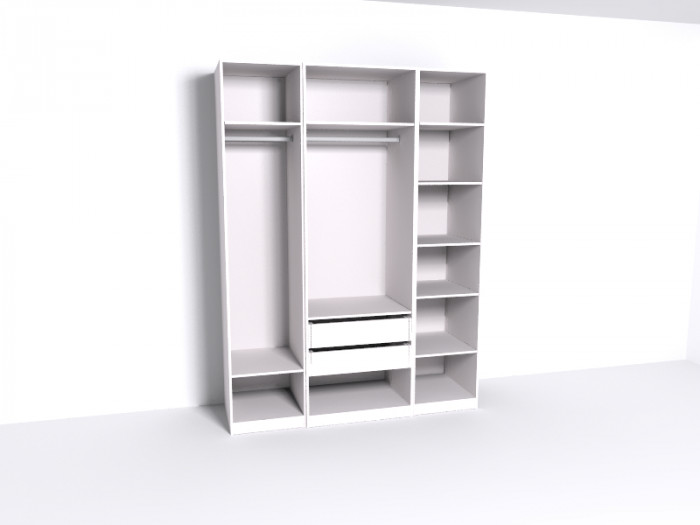Гардеробная Рум. Комплект 4.1 без фасадов, белый