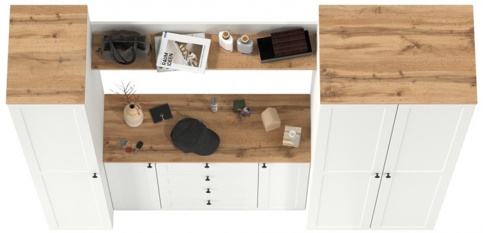 Остин Прихожая 75, белый шагрень/дуб крафт золотой