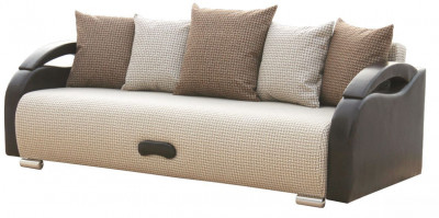 Диван еврокнижка Юпитер рогожка бежевая 5 подушек