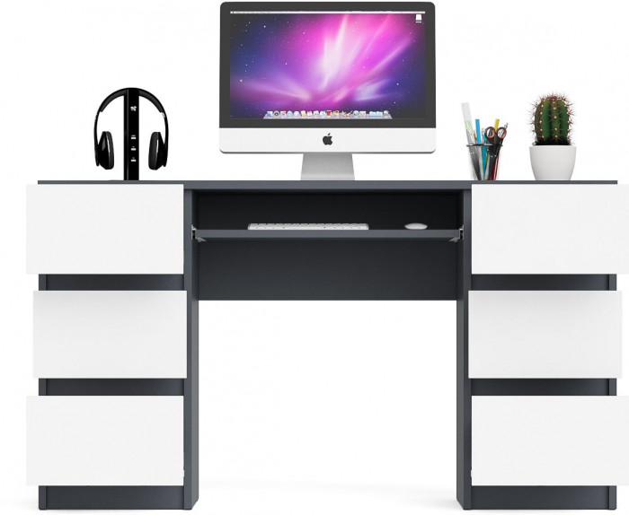 Мори компьютерный стол МС-2, графит/белый